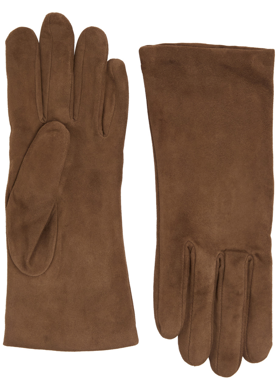Agnelle Ines Suede Gloves - Taupe - 7.5 (M)
