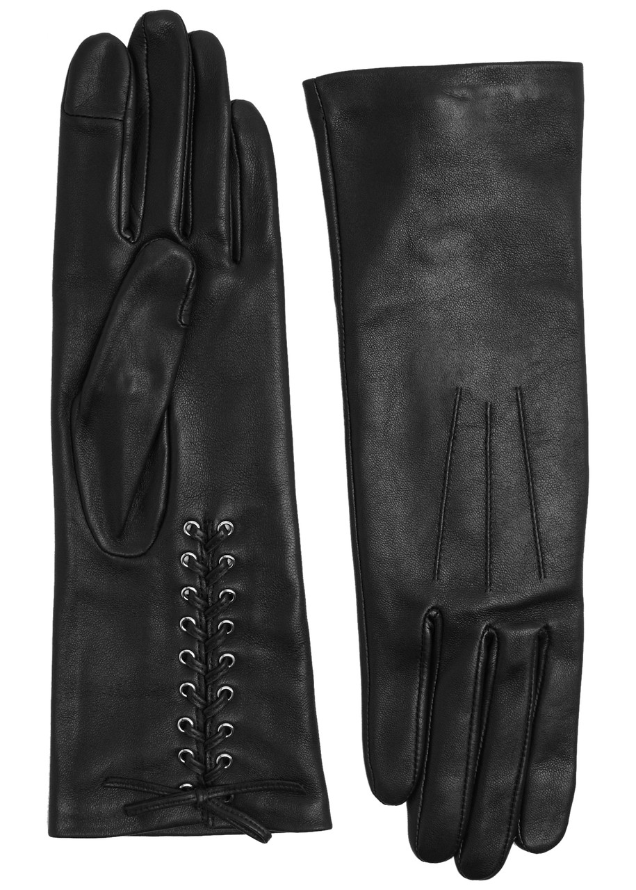 Agnelle Klara Leather Gloves - Black - 7 (M)