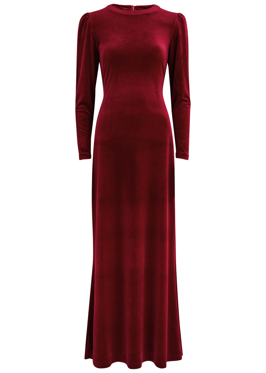 Luxe DE Valentina Venetian Velvet Maxi Dress - Red