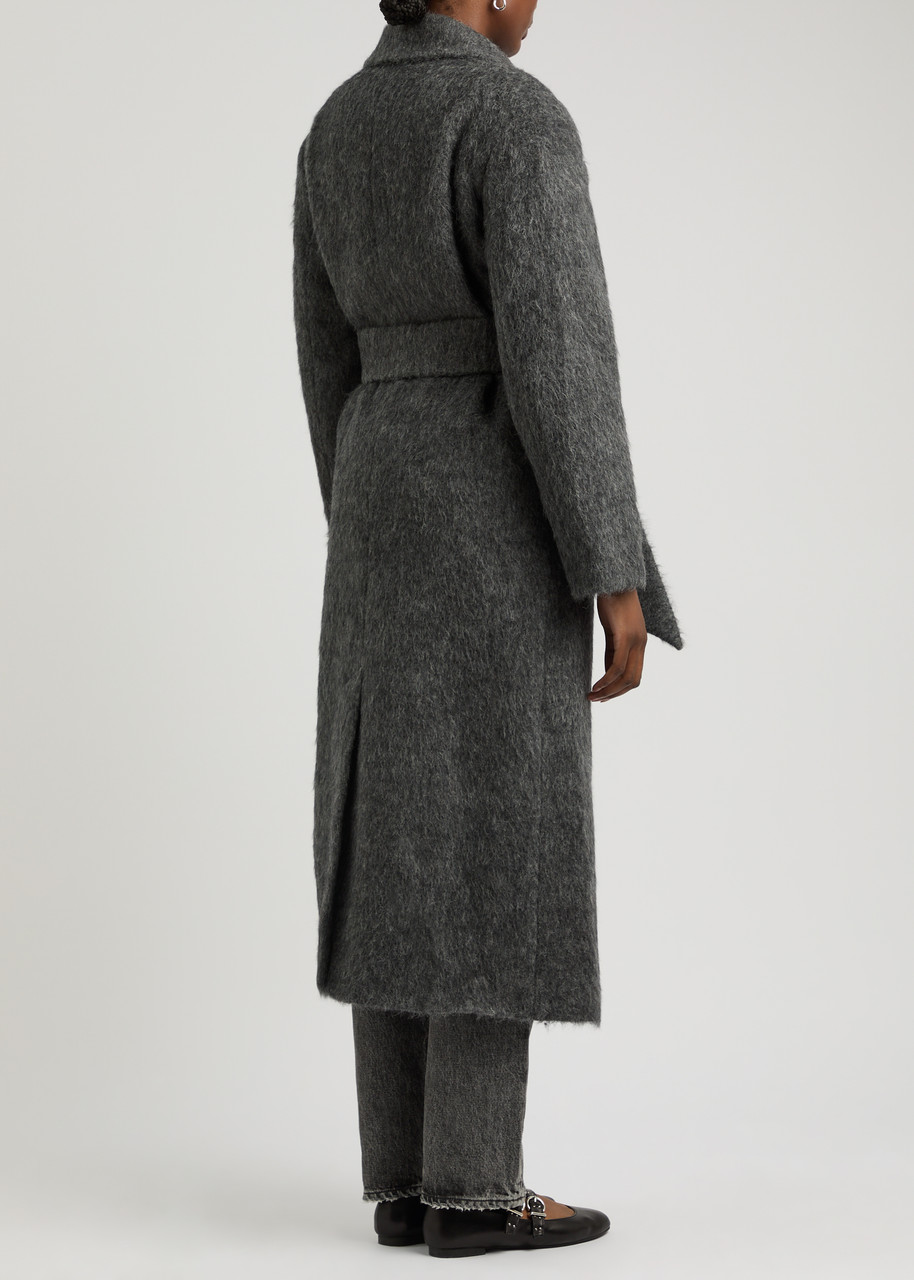  Almada Label Ivy Belted Wool-blend Coat - Grey - L (uk14 / L) 