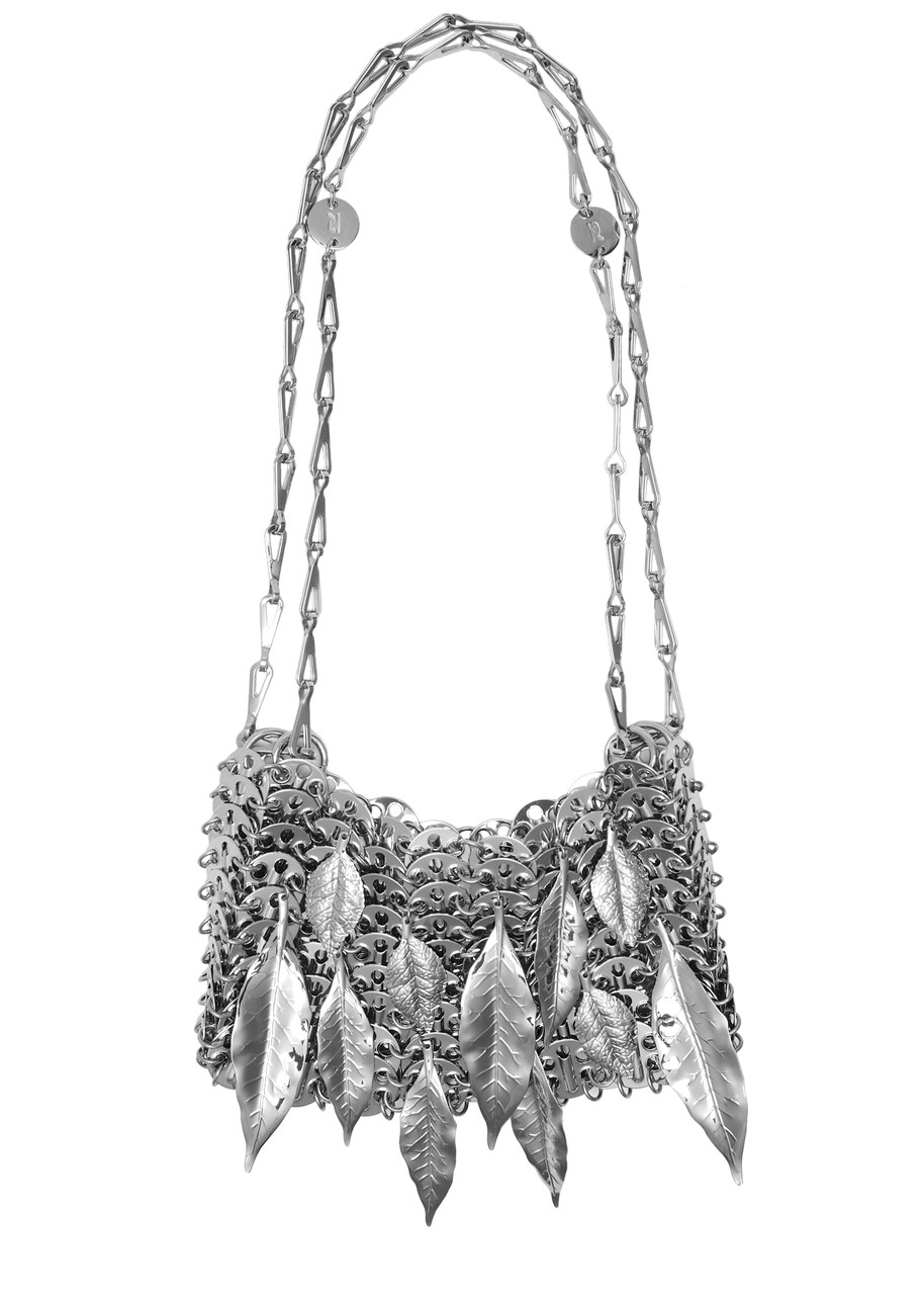 Rabanne 1969 Nano Leaves Disc Shoulder Bag In Silver