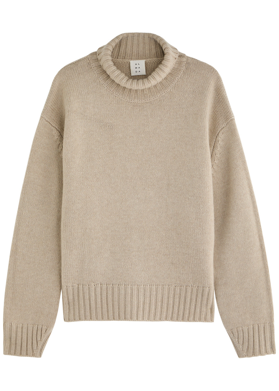 Almada Label Nola Roll-neck Wool-blend Jumper - Taupe - L (UK14 / L)
