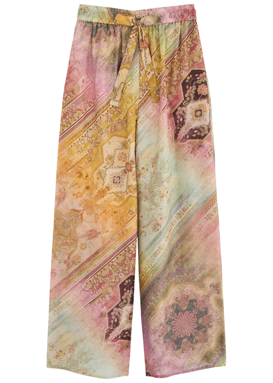 Zimmermann Womens Ombre Multi Tallow Relaxed-fit Silk Trousers Xs In Multi Print
