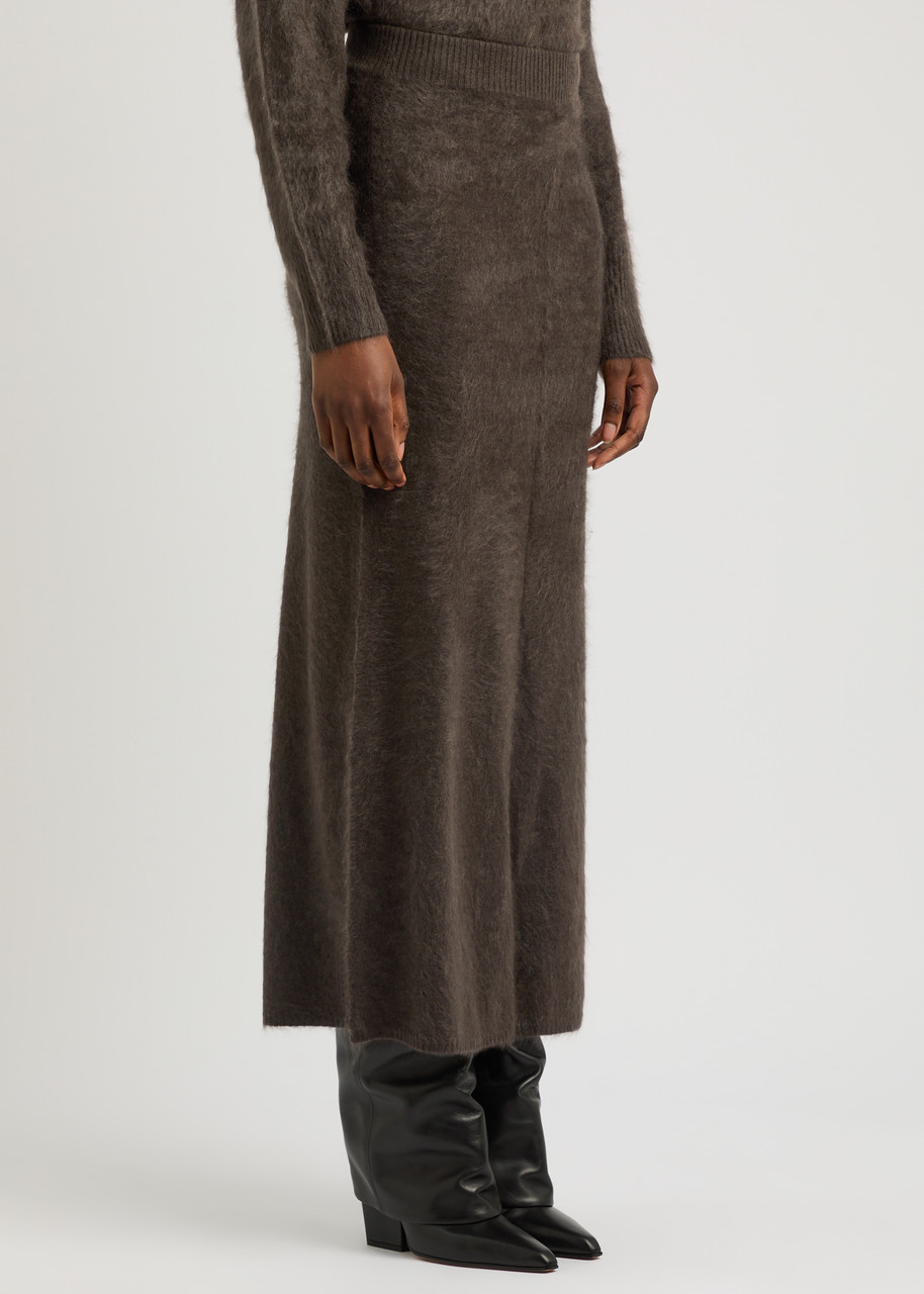 Almada Label Umi Cashmere Maxi Skirt In Chocolate