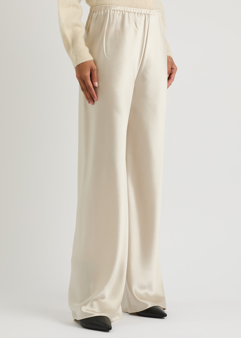 Almada Label Bias-cut Satin Trousers In Cream