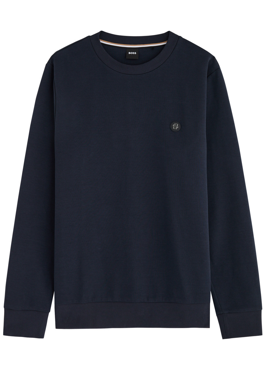 Boss Logo Cotton-blend Sweatshirt – Dark Blue – S Boss Logo Cotton-blend Sweatshirt – Dark Blue – S