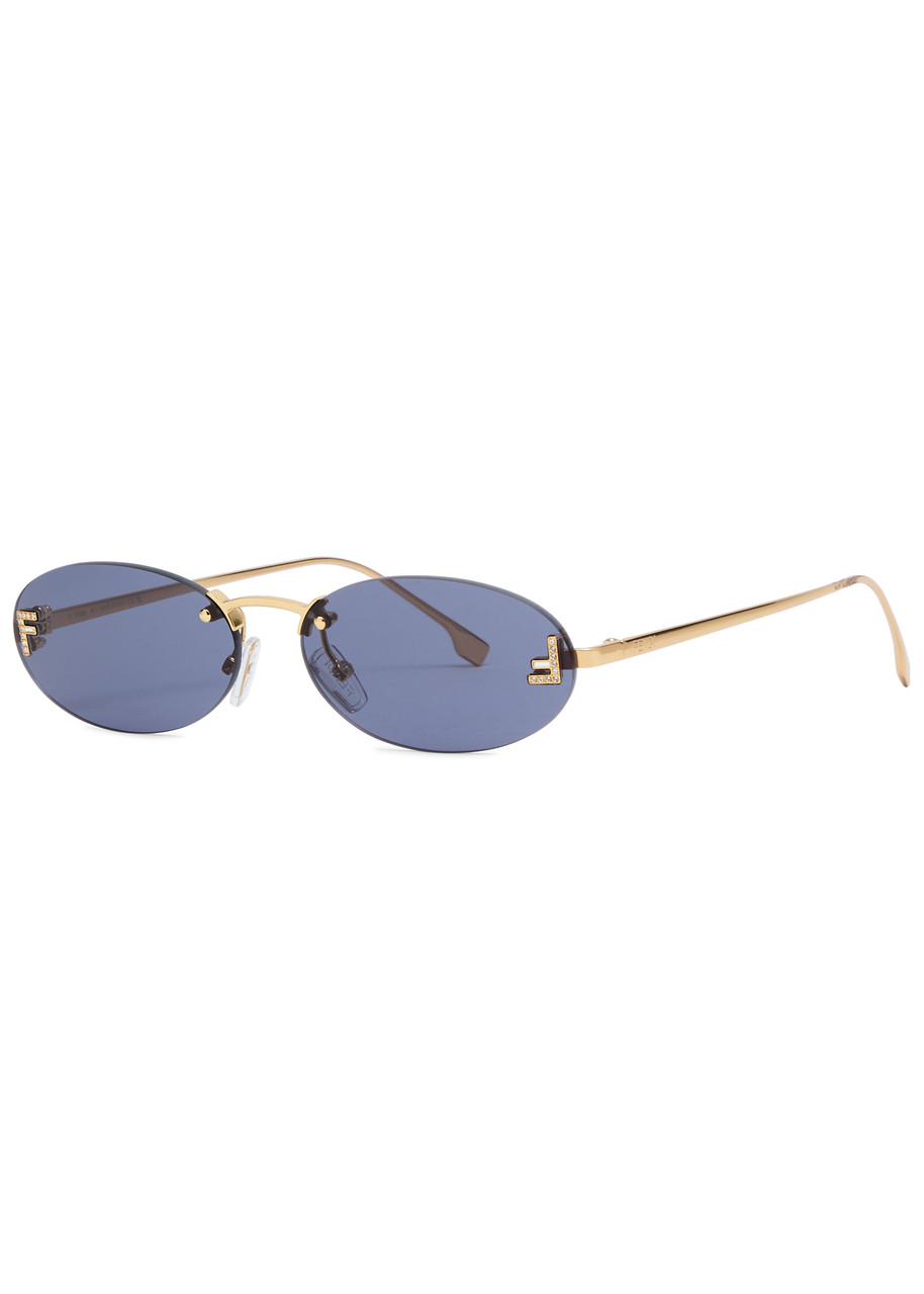 Fendi Oval-frame Sunglasses - Gold - One Size