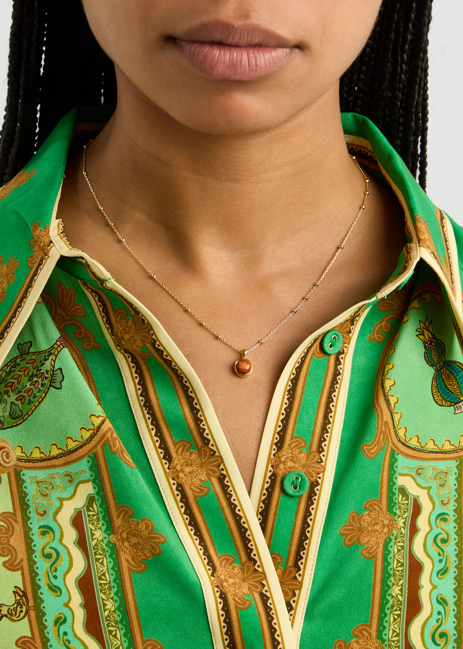 Daisy London Healing Stone 18kt Gold-plated Necklace In Red