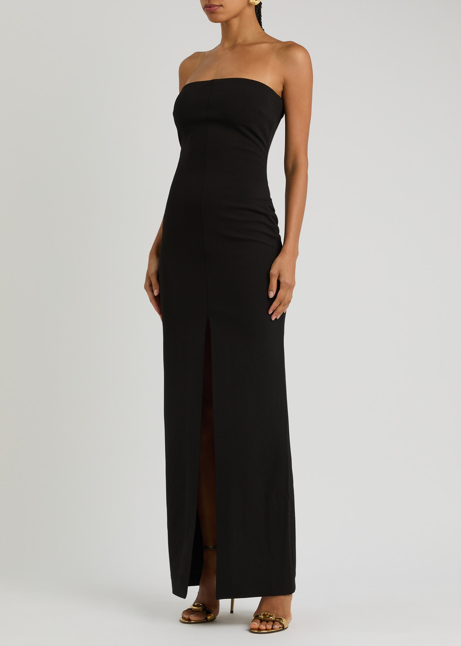Solace London Bysha Strapless Crepe Maxi Dress In Black