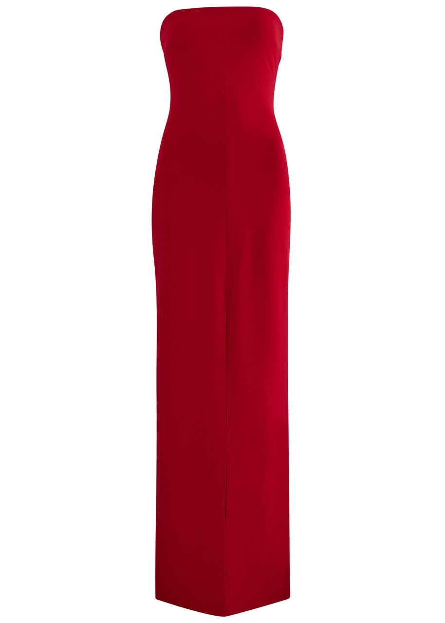 Solace London Bysha Strapless Crepe Maxi Dress In Dark Red