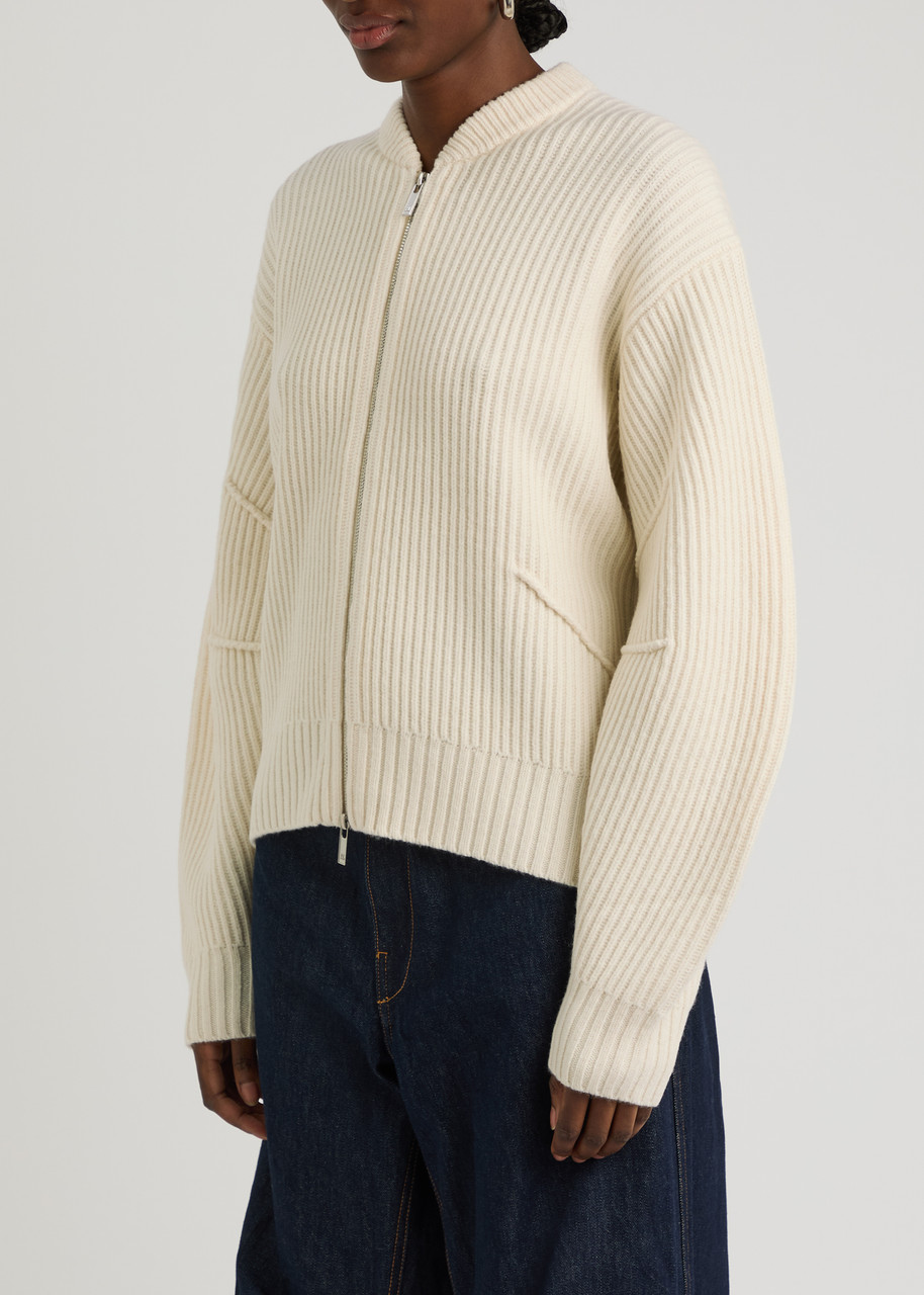  Helmut Lang Apex Ribbed Wool-blend Jumper - Ivory - L (uk14 / L) 