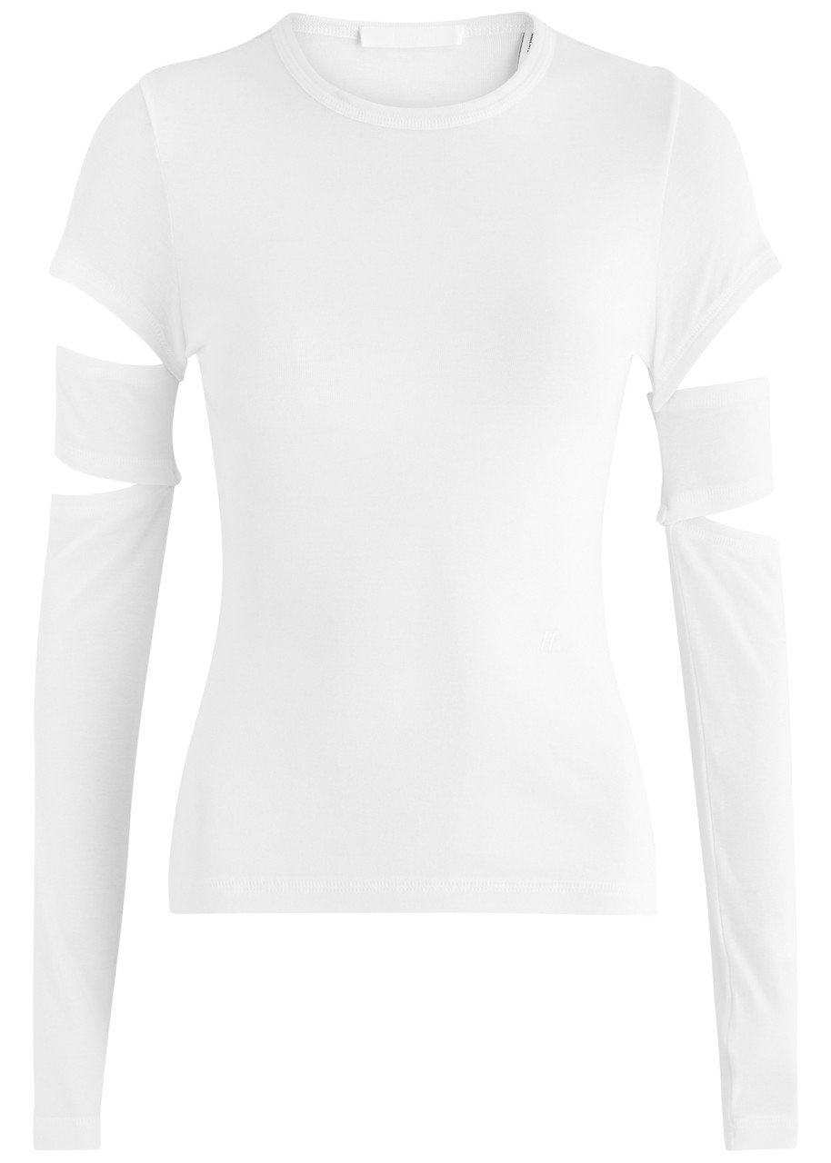 Helmut Lang Slash Cotton-blend Top In White