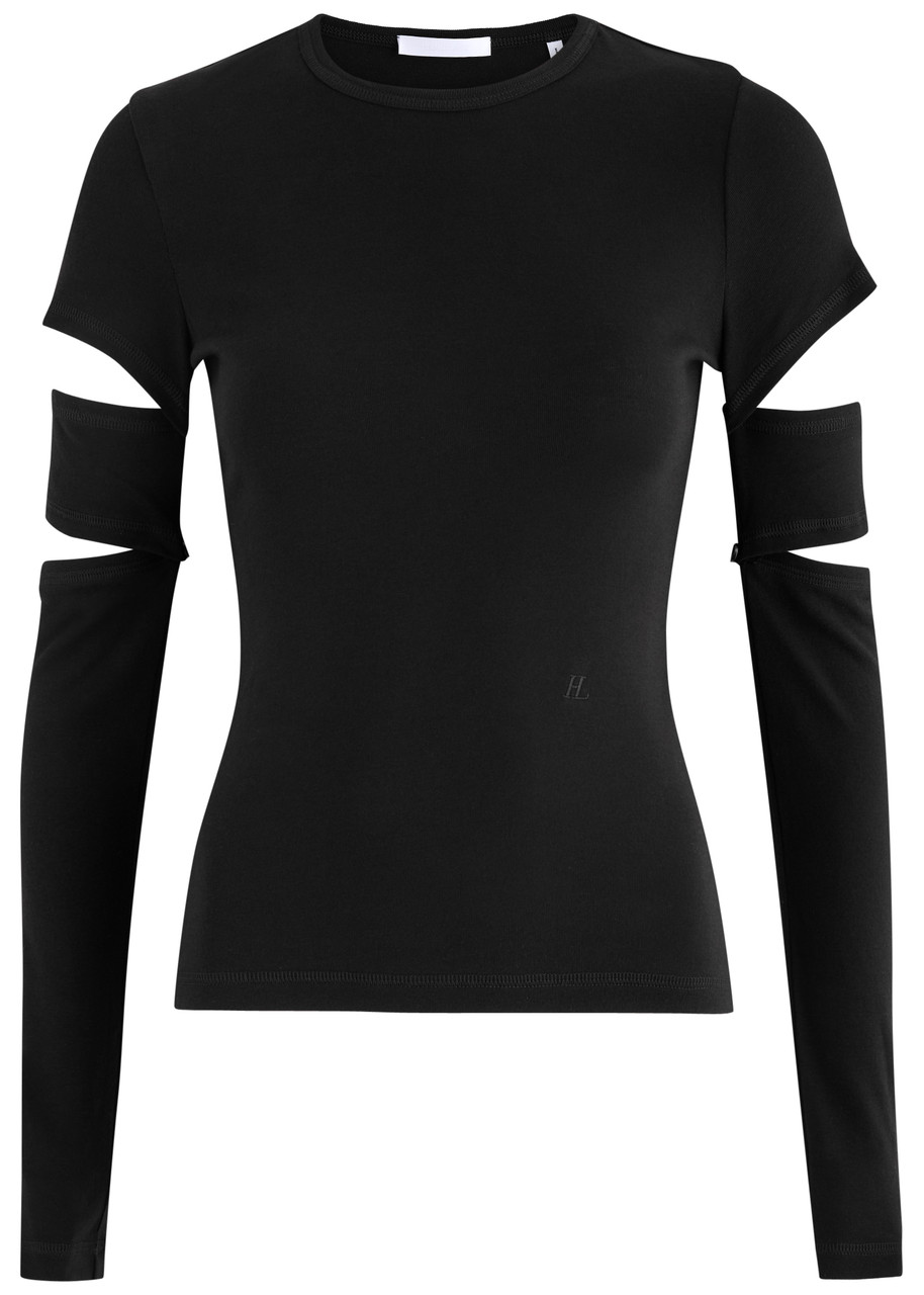 Helmut Lang Slash Cut Out Jersey Midi Dress In Black