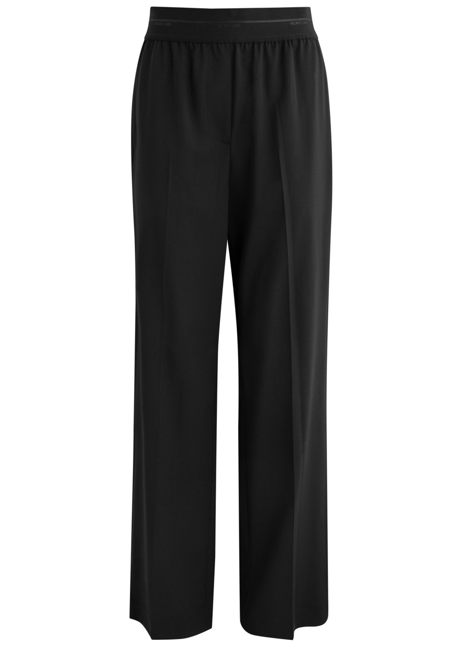 Helmut Lang Tapered Wool Twill Straight Leg Pants In Black