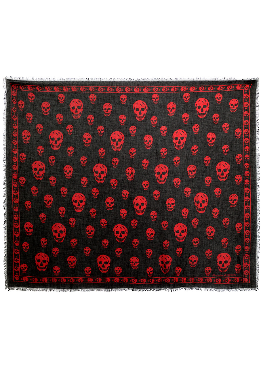 Alexander Mcqueen Scarf With Jacquard Pattern In Black
