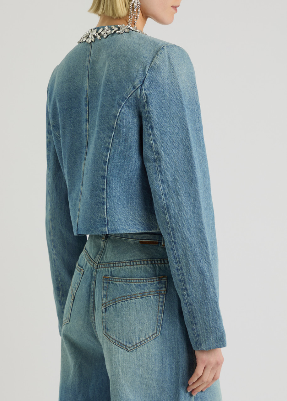  Zimmermann Crush Crystal-embellished Denim Jacket - 2 (uk 12 / M) 