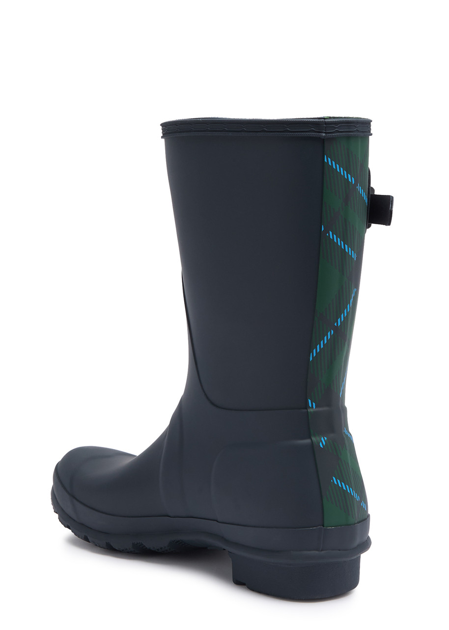 Hunter Original Short Panelled Rubber Wellington Boots In Navy