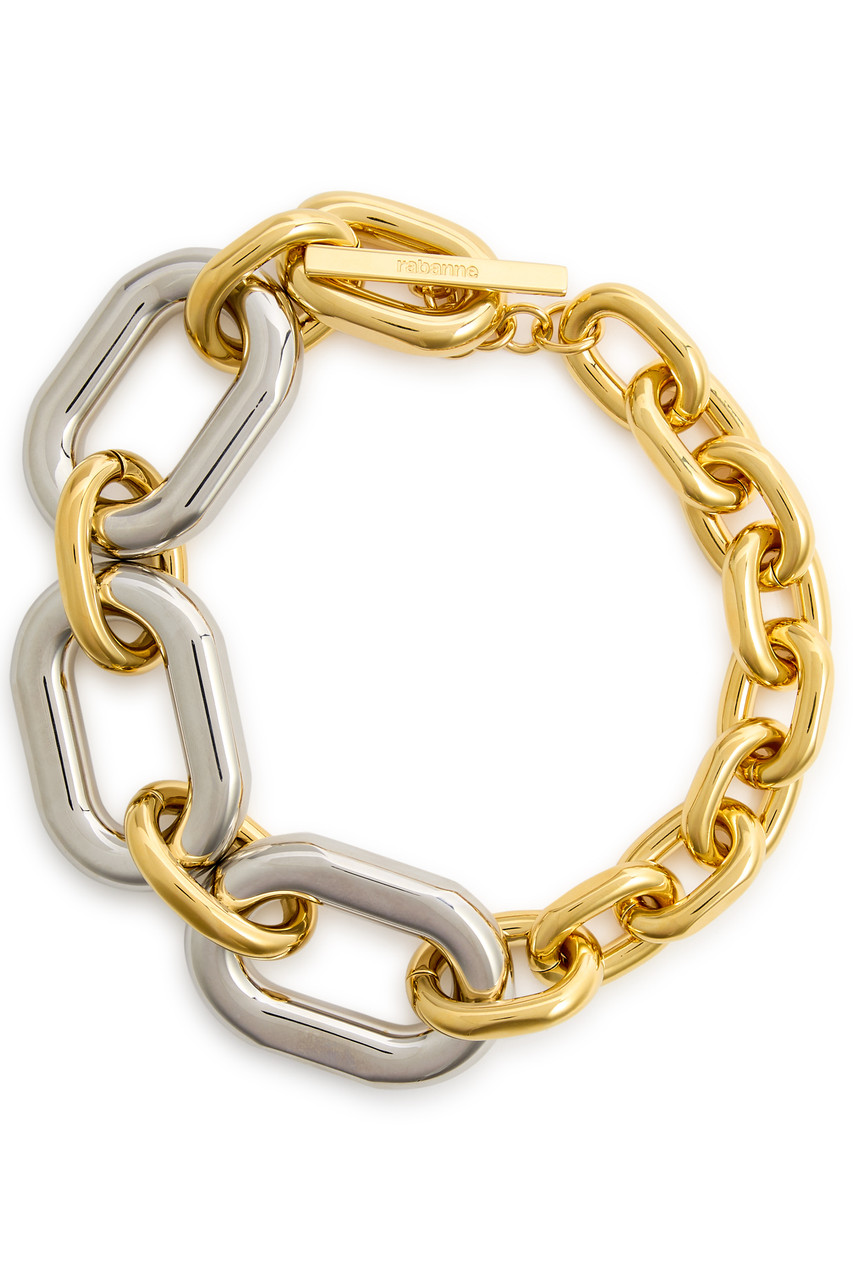 Rabanne Xxl Chain Necklace In Silver And Gold-tone Brass In Gold