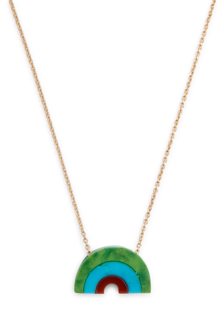 Aliita Arcoiris Turquoise 9kt Gold Rainbow Necklace In Multicoloured 1