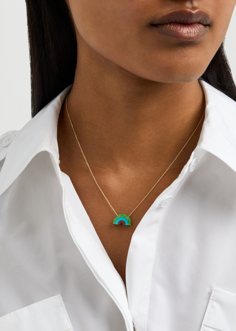 Aliita Arcoiris Turquoise 9kt Gold Rainbow Necklace In Multicoloured 1