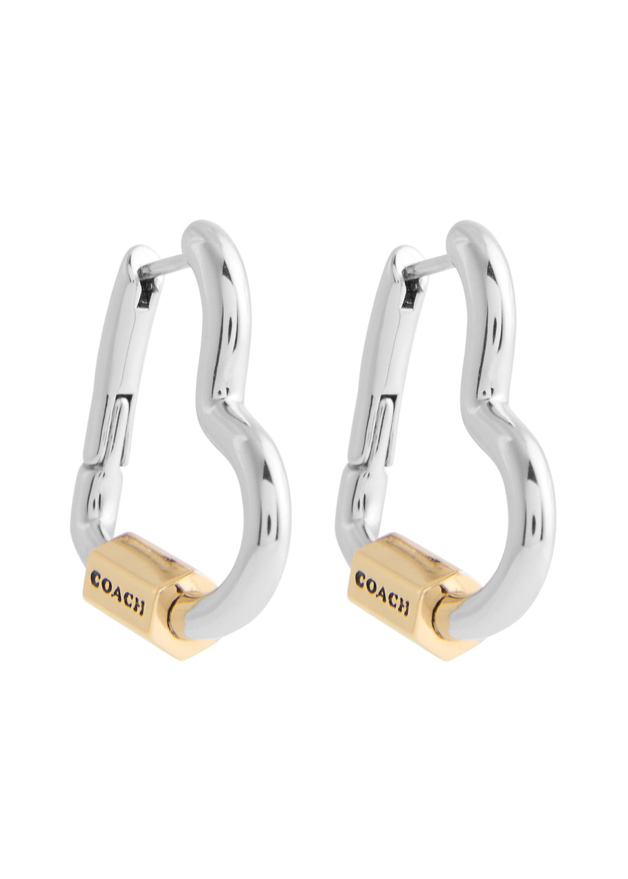 Coach Carabiner Heart Hoop Earrings - Silver - One Size