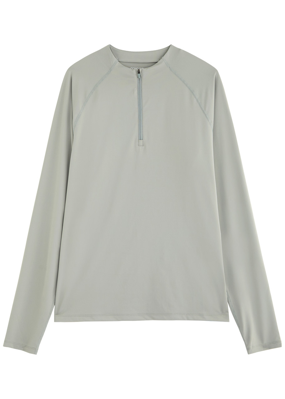 Condition Core Quarter-zip Stretch-jersey Top In Beige