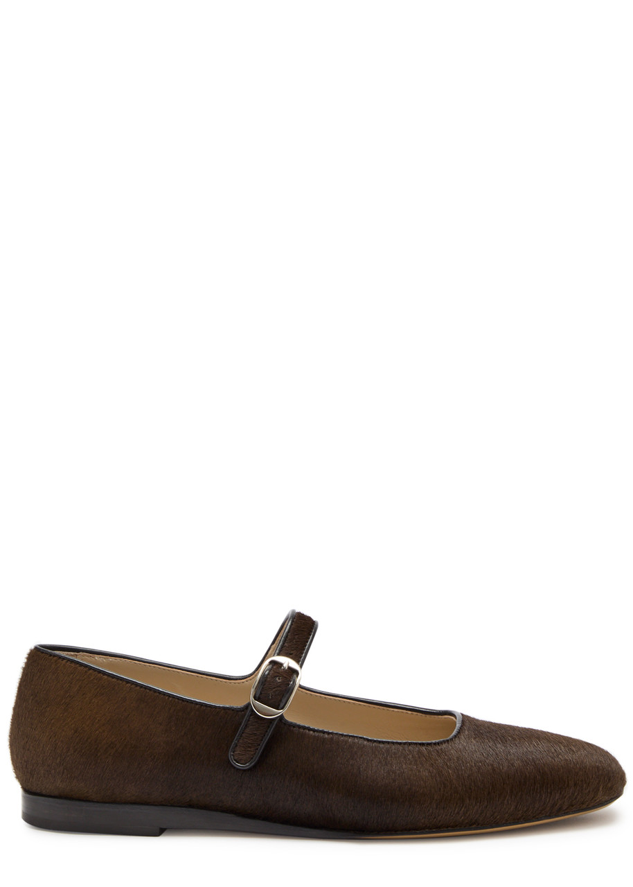 Le Monde Beryl Velvet Mary Jane Ballerina Flats In Brown