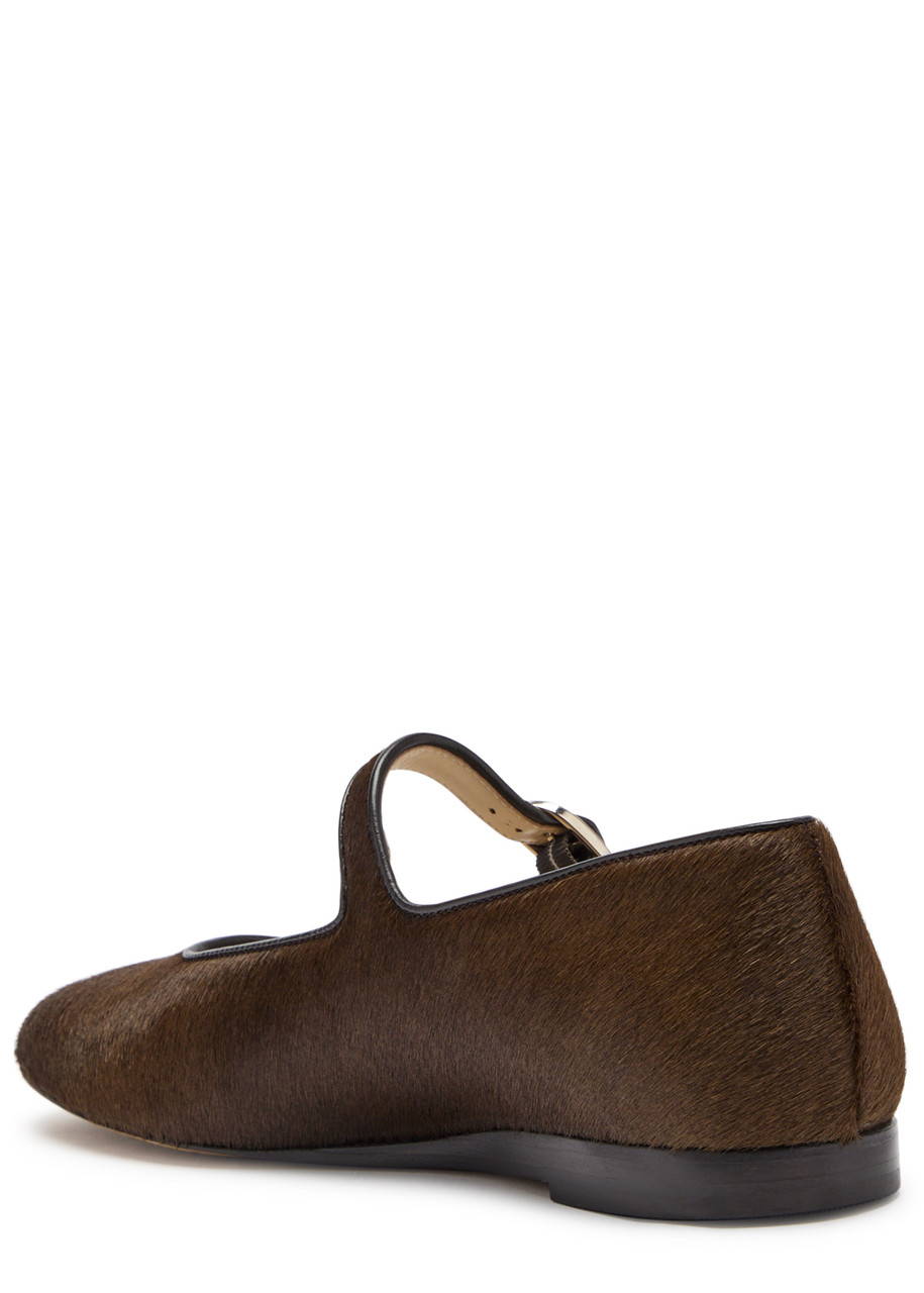 Le Monde Beryl Velvet Mary Jane Ballerina Flats In Brown