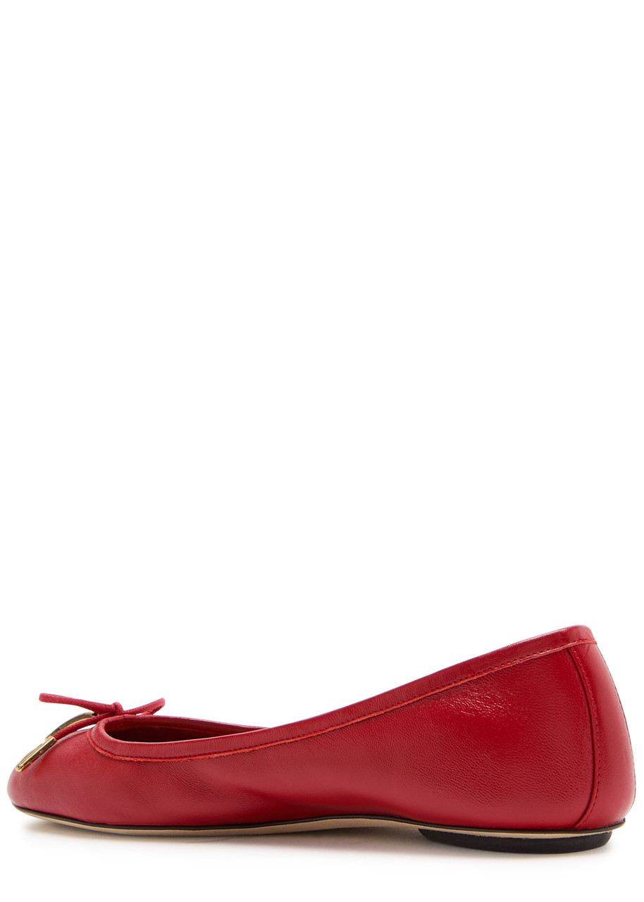 Chloé Iris Embellished Leather Ballet Flats In Red