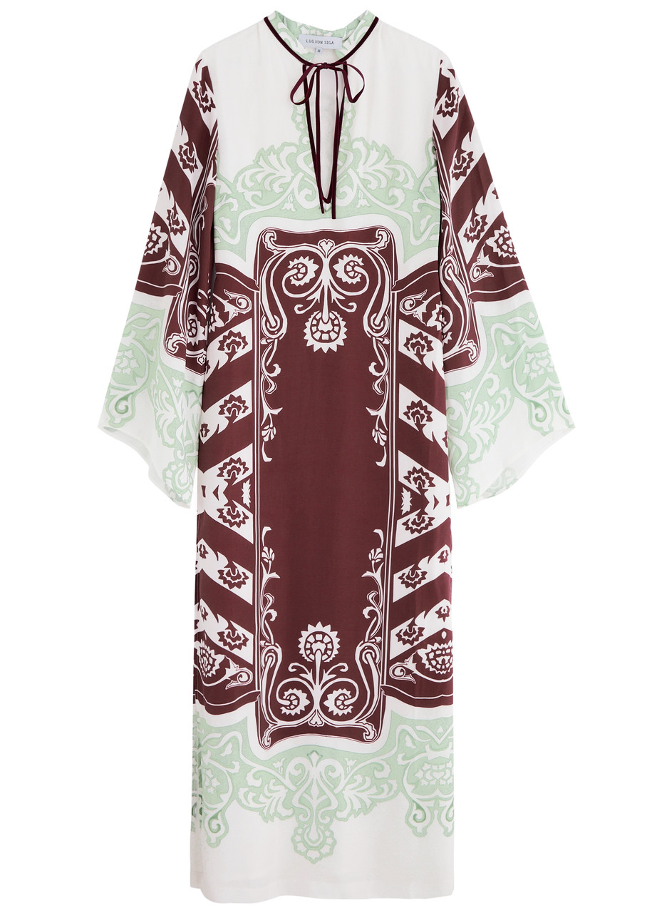 Lug Von Siga Lilah Printed Satin Maxi Dress - Red - 36 (UK8 / S)