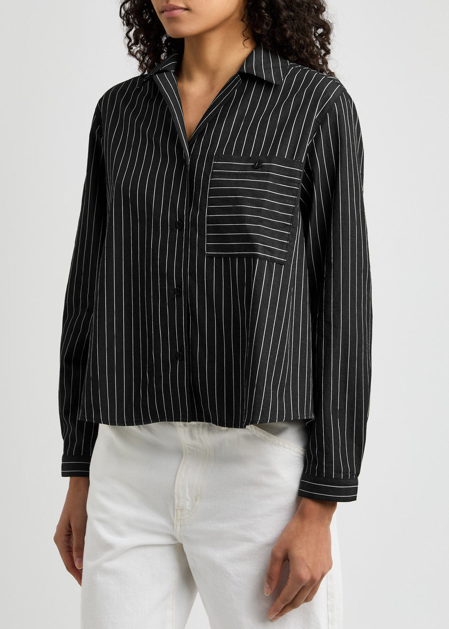 Ymc You Must Create Ymc Annie Striped Cotton-blend Shirt In Black And White