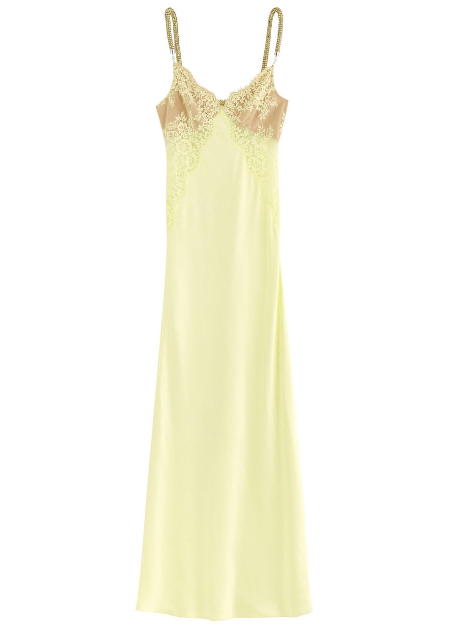 Self-portrait X Christopher Kane Lace and Satin Maxi Dress - Yellow - 16 (UK16 /xl)
