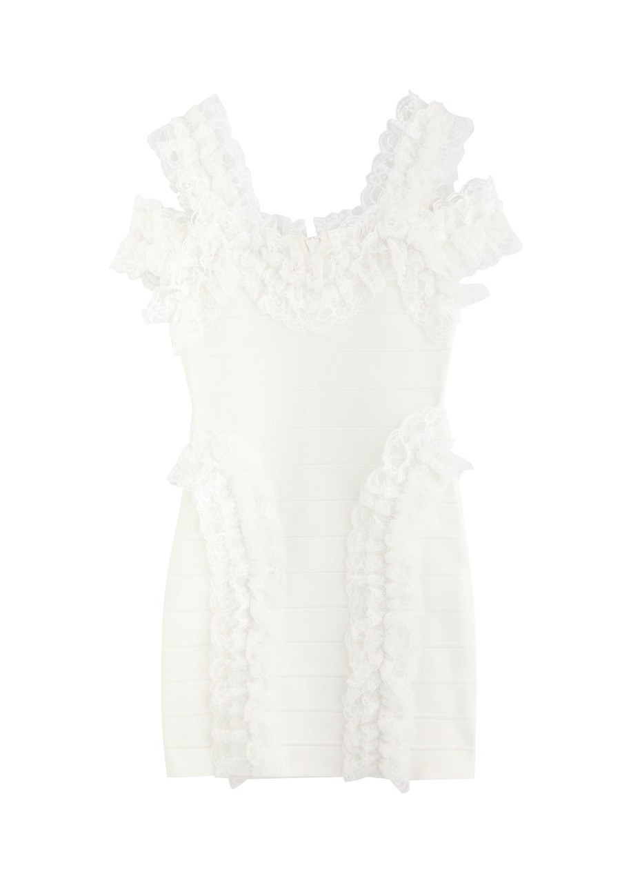 Self-portrait X Christopher Kane Lace-trimmed Mini Dress - White - 10 (UK10 / S)