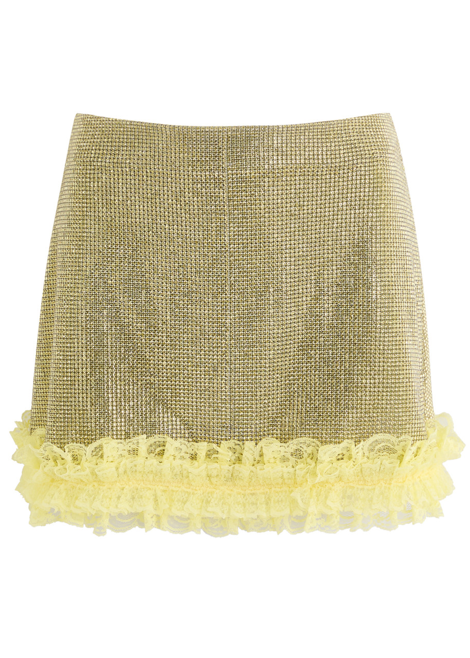 Self-portrait X Christopher Kane Crystal-embellished Mini Skirt - Yellow - 10 (UK10 / S)