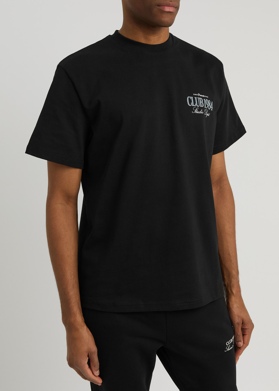 Club 1984 La Auto Printed Cotton T-shirt In Black