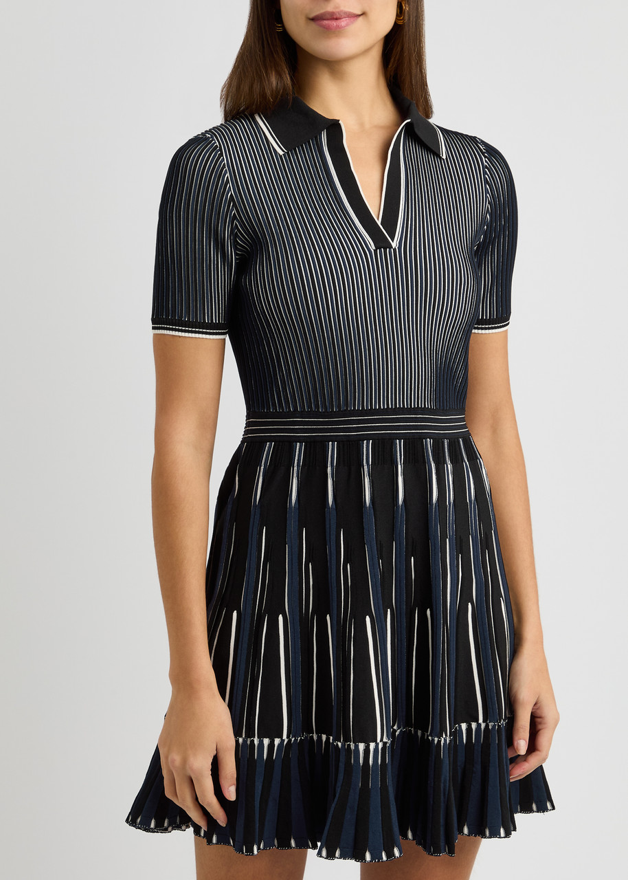 Simkhai Jonathan Weslee Striped-intarsia Knitted Mini Dress In Navy