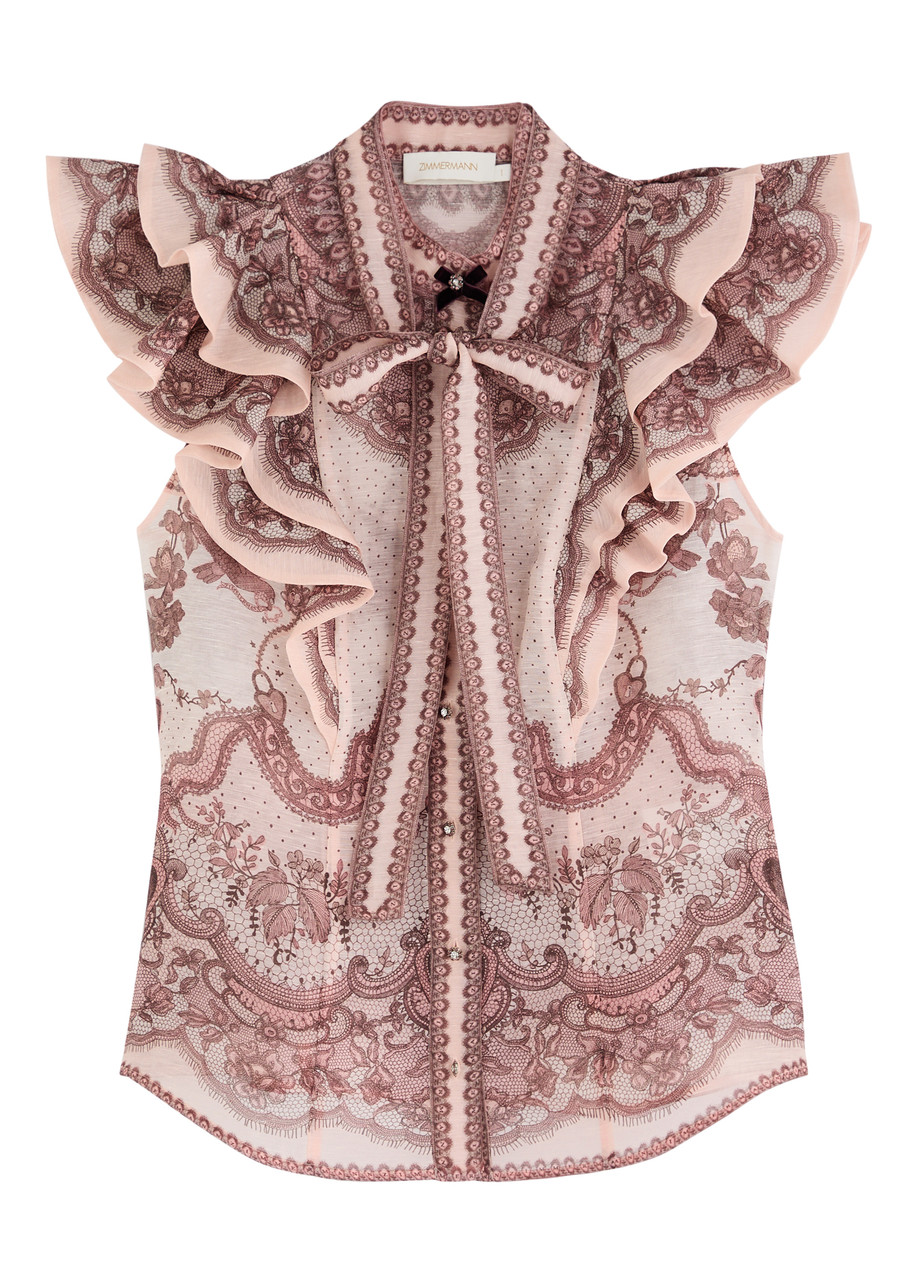 Zimmermann Crush Printed Linen-blend Blouse - Multi Print - 0 (UK 8 / S)