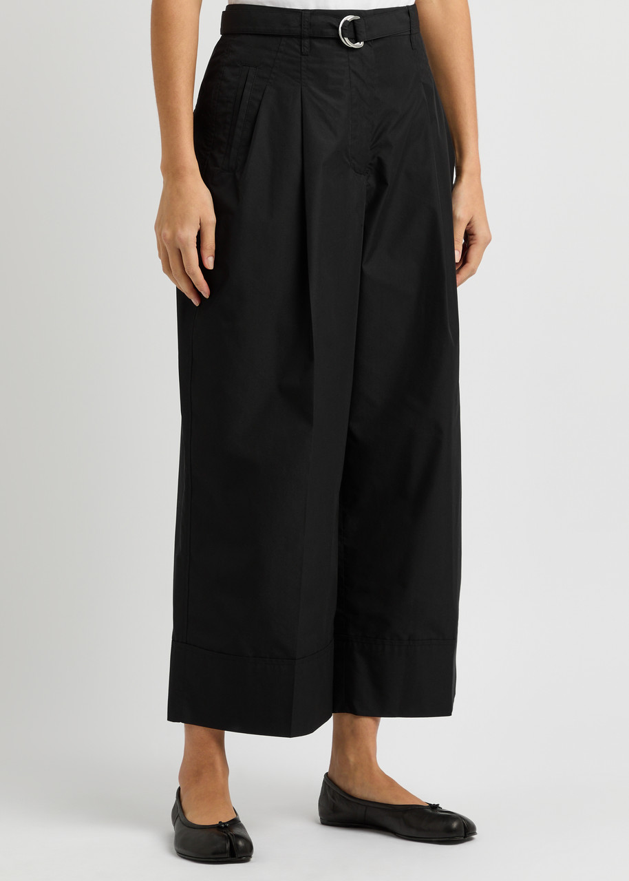 3.1 Phillip Lim Belted Wide-leg Cotton-blend Trousers In Black