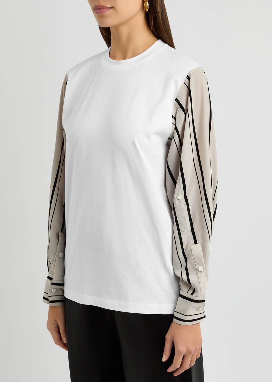 3.1 Phillip Lim Striped Chiffon And Cotton Top In White