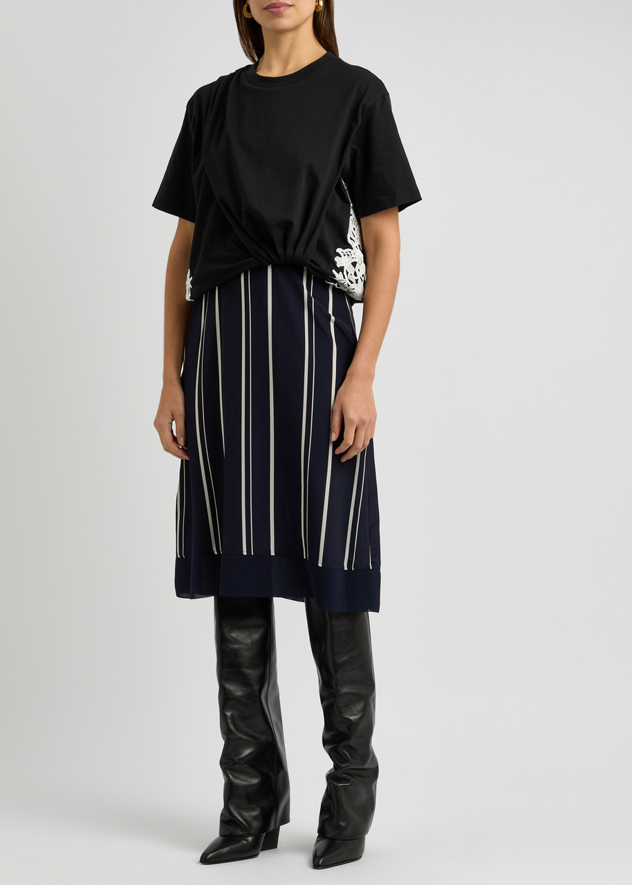 3.1 Phillip Lim Striped Chiffon And Cotton Dress In Black