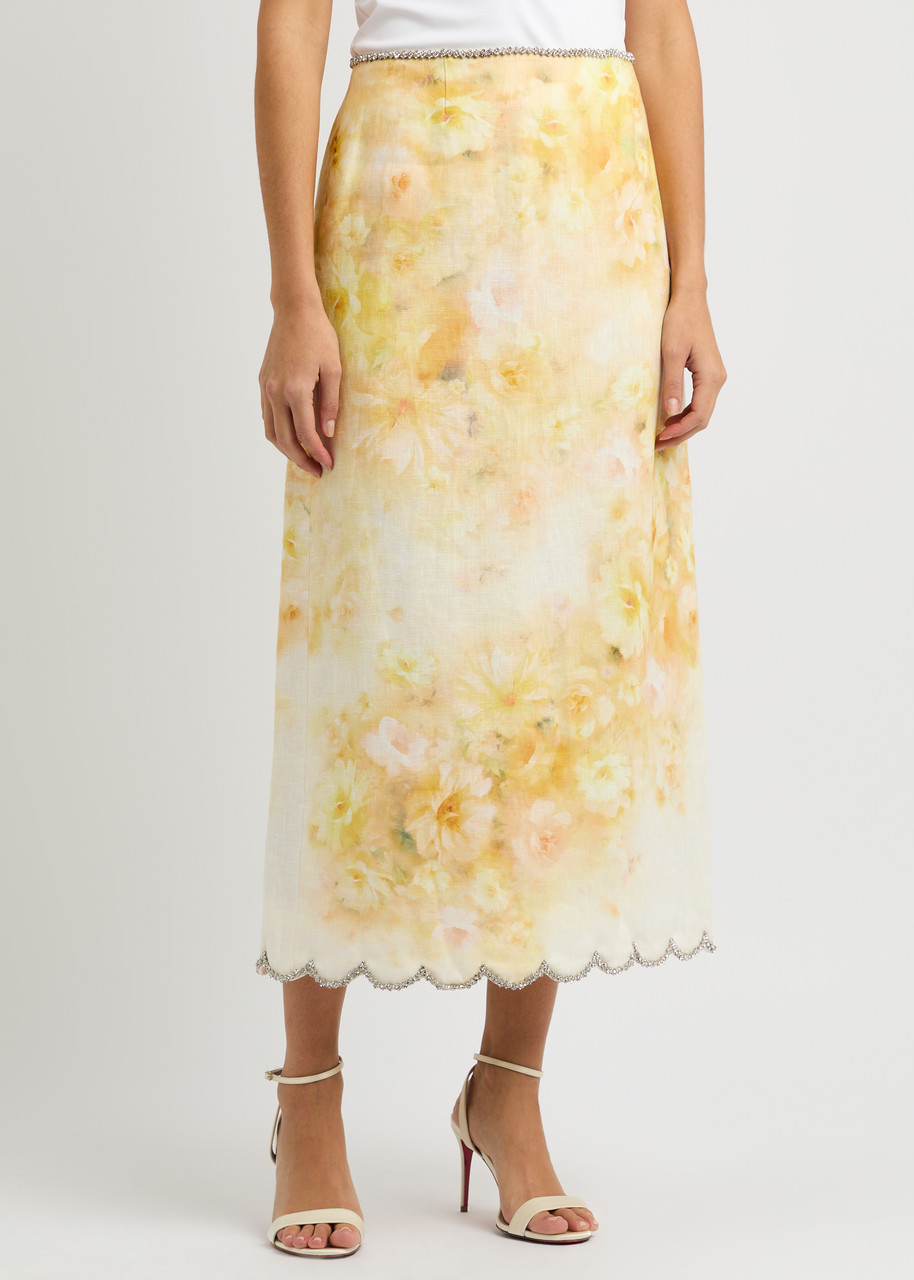 Zimmermann Women Printed Linen Crush Skirt In Multi Floral