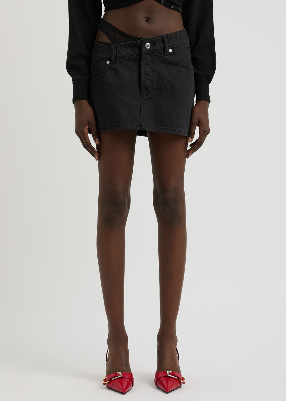 Alexander Wang T Alexanderwang.t Underwear-effect Denim Mini Skirt In Black