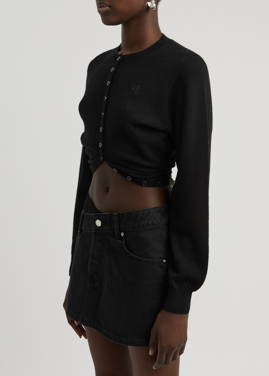 Alexander Wang T Alexanderwang.t Logo Wool Cardigan In Black