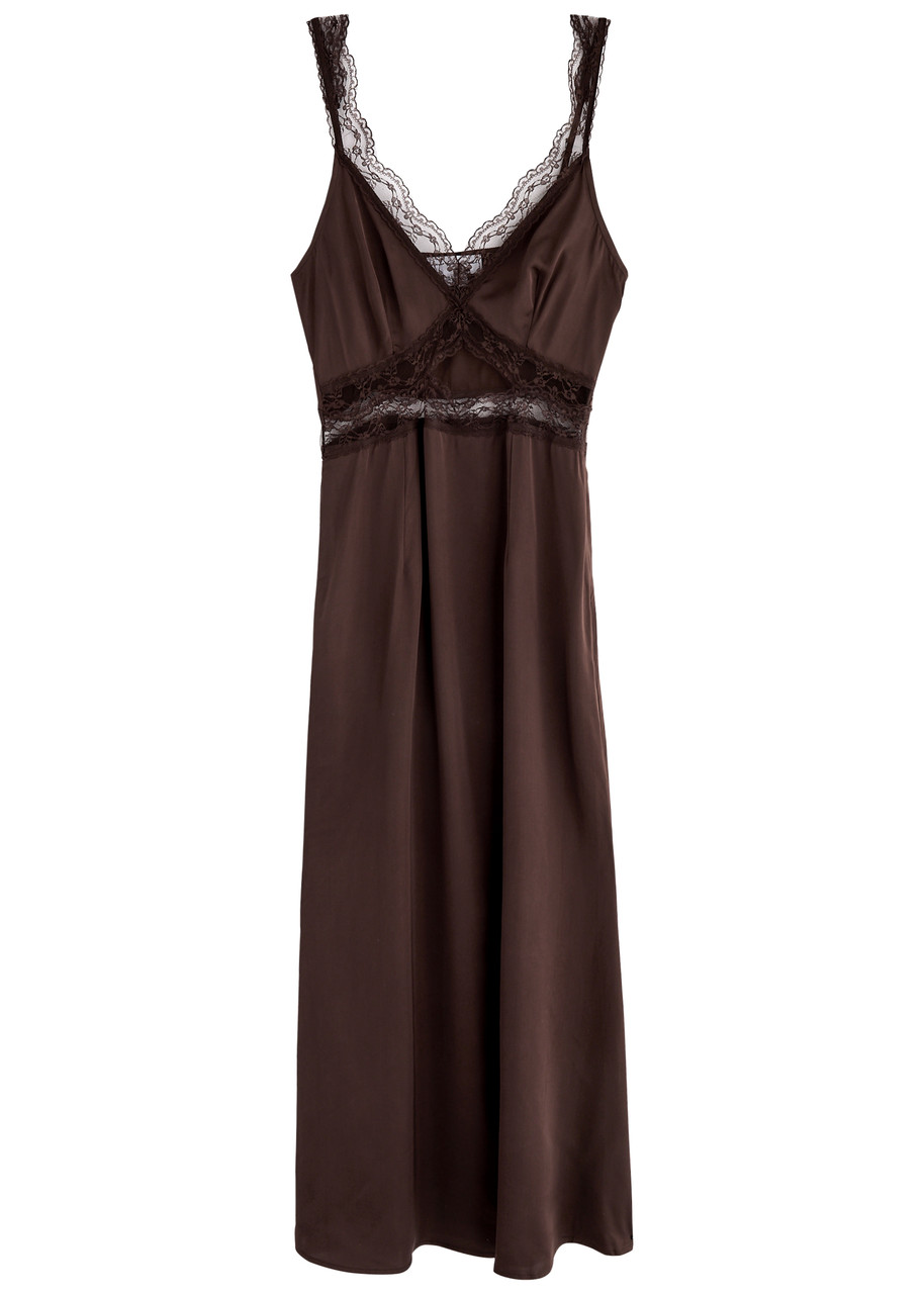 Never Fully Dressed Mimi Lace-trimmed Satin Midi Dress