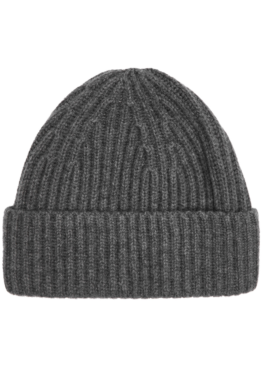 Lisa Yang Martigny Ribbed Cashmere Beanie - Dark Grey - One Size