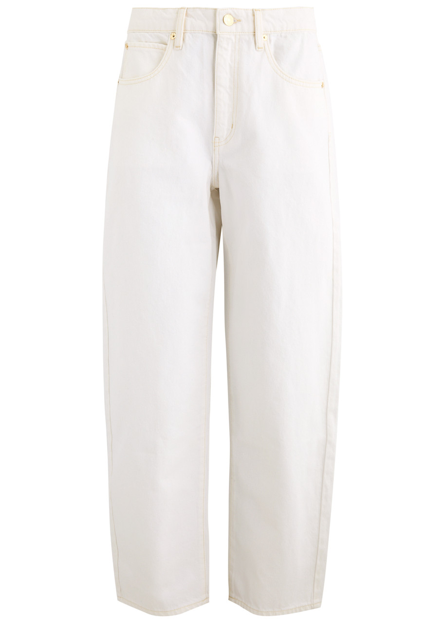 Frame Low Slung Barrel-leg Jeans In White