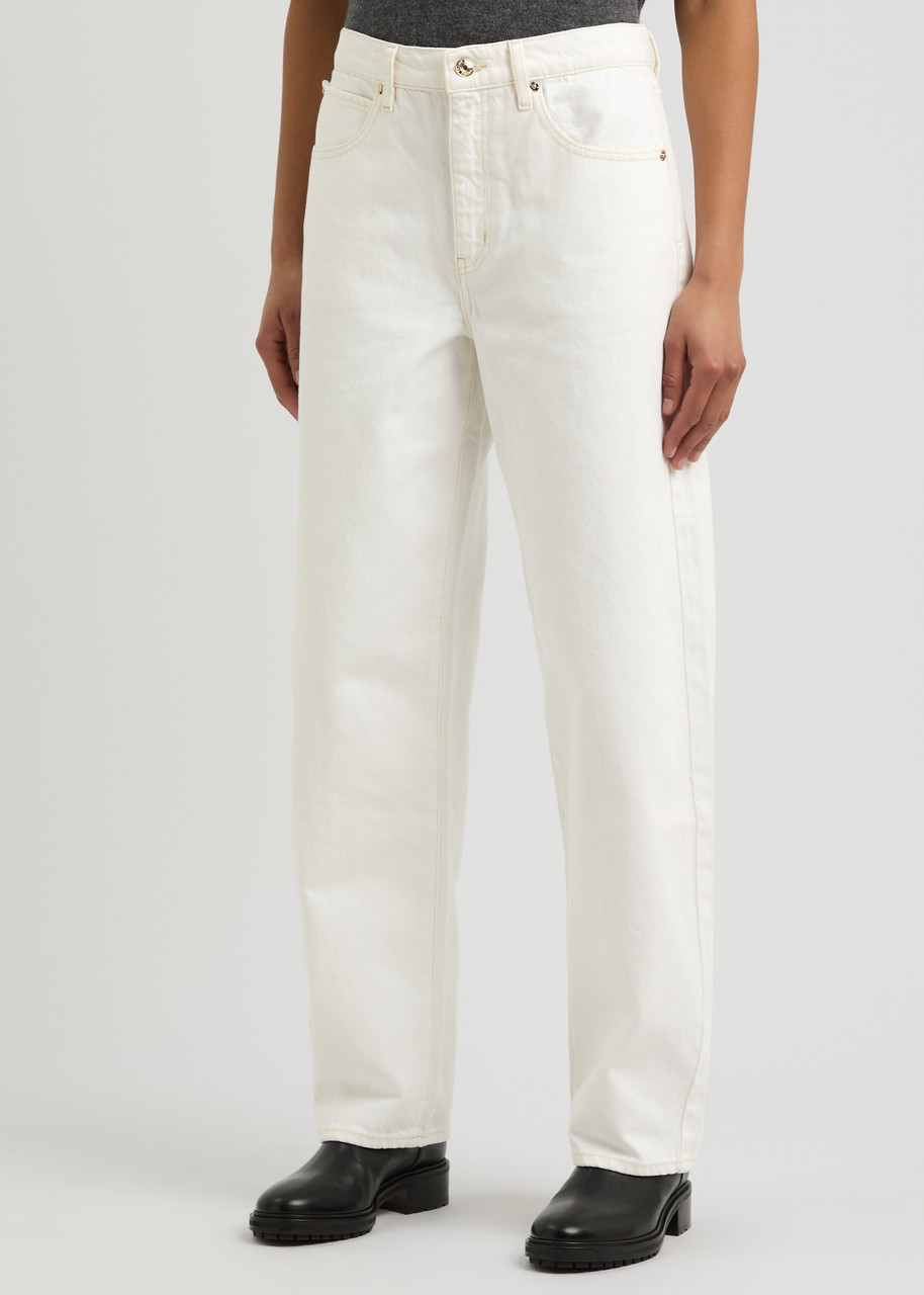 Frame Low Slung Barrel-leg Jeans In White