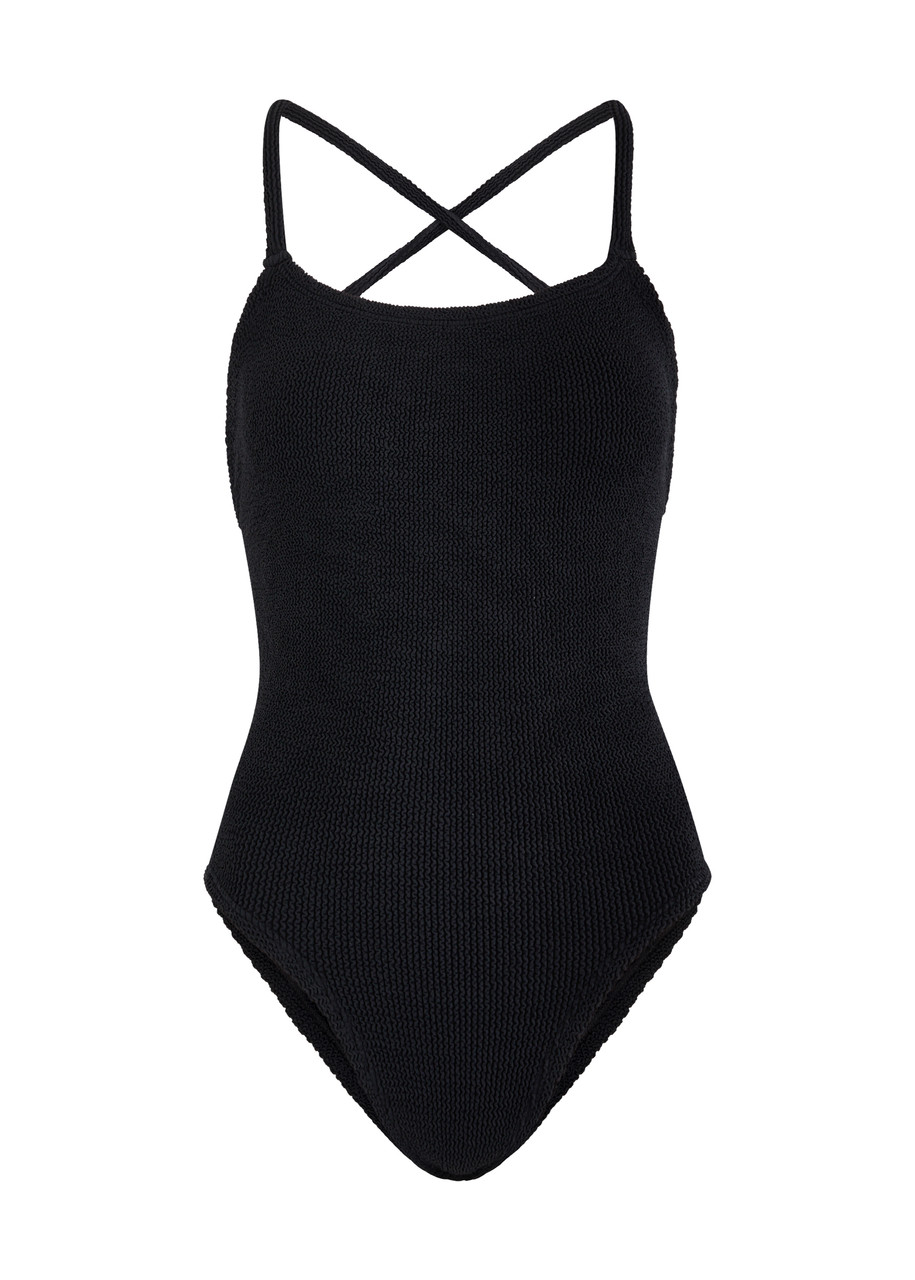 Hunza G Bette Seersucker Swimsuit In Black