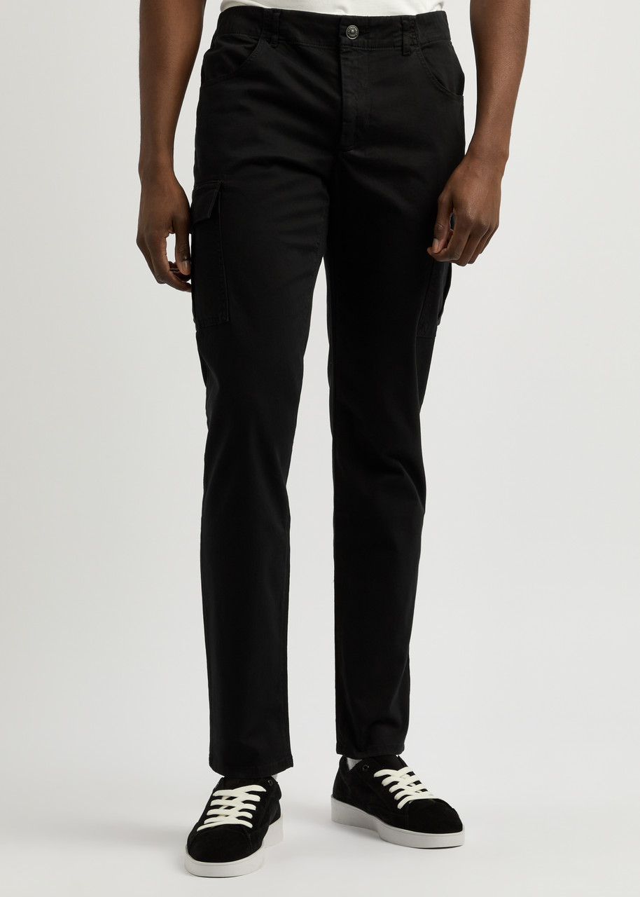 Paige Ronin Stretch-cotton Cargo Trousers In Black