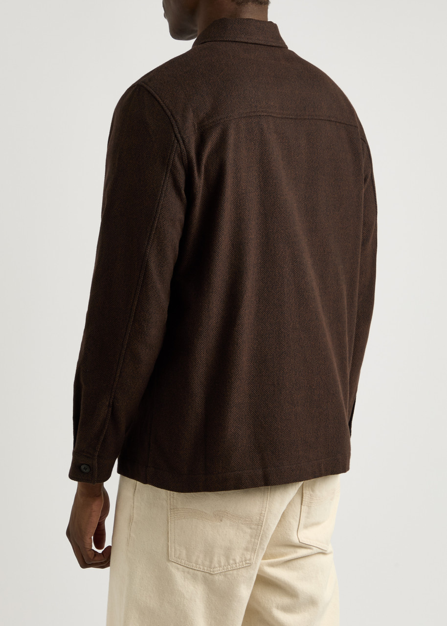  Sunspel Herringbone Brushed-cotton Overshirt - Brown - L 
